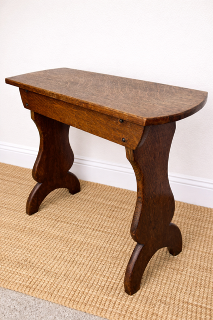 Antique Oak Lamp Table | Occasional Table | Wooden Primitive Stool