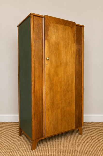 Mid Century Lebus Oak Gentleman's Wardrobe | Compact Single Wardrobe | Compact Oak Bedroom Storage