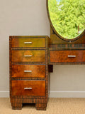 Art Deco Walnut Dressing Table with Oval Mirror
