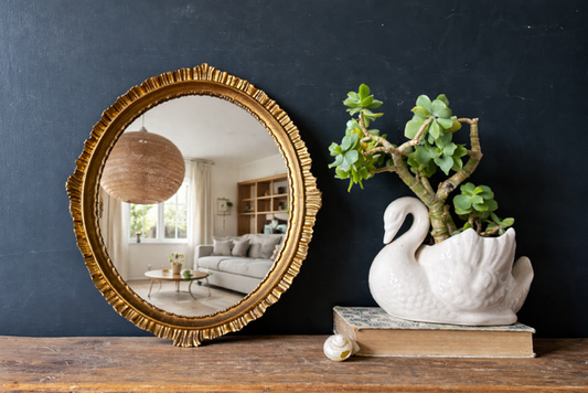 Small Vintage Oval Gilt Mirror, Wall Hanging Mirror, Gallery Wall Decor