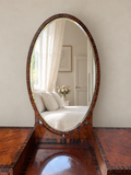 Art Deco Walnut Dressing Table with Oval Mirror