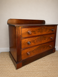 Early Victorian Flame Mahogany Chest of Drawers | Antique Mahogany Chest | English Country Furniture