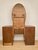 Art Deco Walnut Dressing Table with Oval Mirror