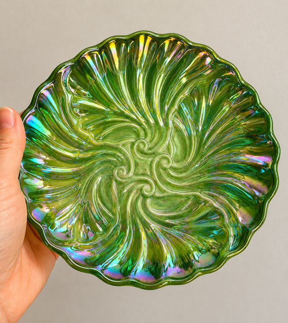 Vintage Grazing Platter, Serving Dish, Green, Lustreware, Cabbageware, Snack Bowls, Nibble Dishes, Table Centrepiece, Christmas Tableware