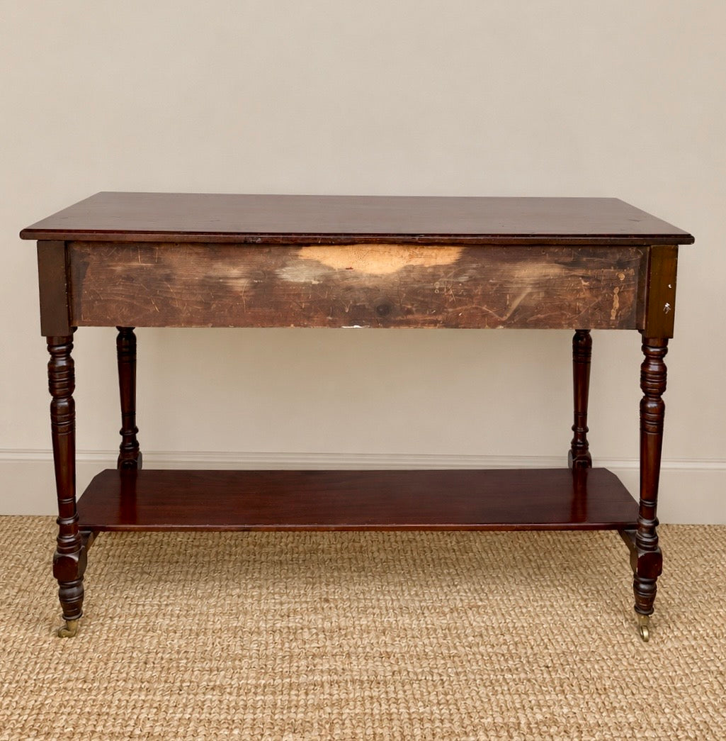 Vintage Mahogany Two Drawer Console Table With Lower Shelf