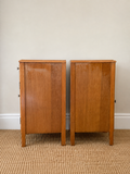 Pair Of Vintage Lebus Golden Oak Bedside Cabinets | Art Deco Bedside Cupboards | English Oak Bedside Storage