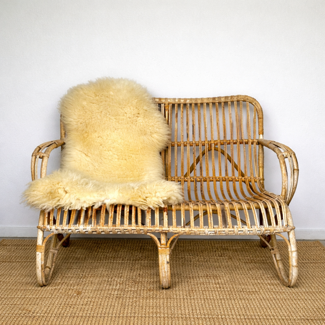 Mid Century Bamboo, Rattan, Two Seater Sofa, Boho Decor, Wicker Garden Furniture, Living Room, Reading Nook, Bedroom, Conservatory Furniture