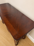 Dark Wood Console Table with Glass Top