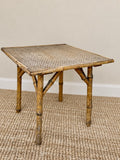 Vintage Tiger Bamboo Side Table With Woven Top