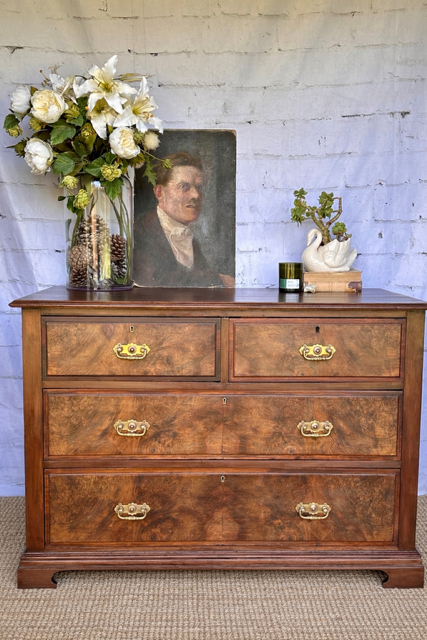 Antique Georgian Burr Walnut Chest Of Drawers | Walnut Chest | English Country Furniture