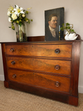 Early Victorian Flame Mahogany Chest of Drawers | Antique Mahogany Chest | English Country Furniture