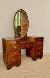 Art Deco Walnut Dressing Table with Oval Mirror