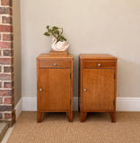 Pair Of Vintage Lebus Golden Oak Bedside Cabinets | Art Deco Bedside Cupboards | English Oak Bedside Storage