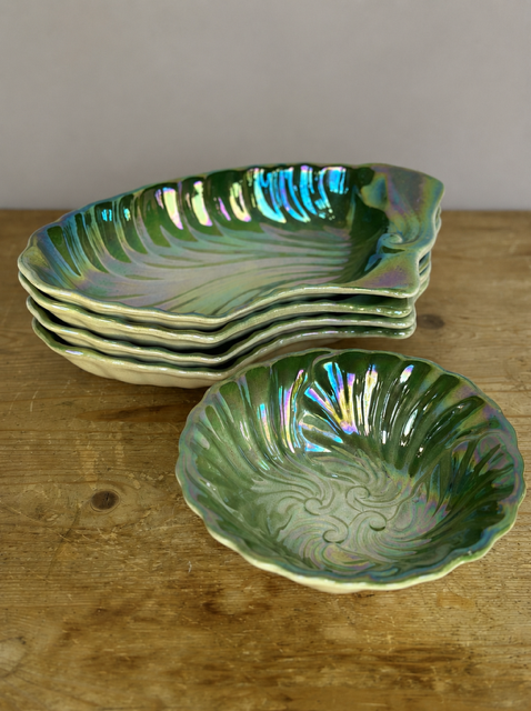 Vintage Grazing Platter, Serving Dish, Green, Lustreware, Cabbageware, Snack Bowls, Nibble Dishes, Table Centrepiece, Christmas Tableware