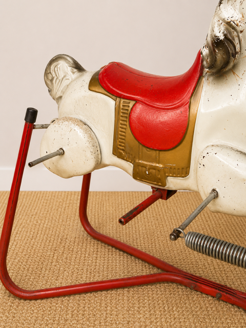 Vintage Metal Children's Rocking Horse | Mid Century Modern Nursery Toy