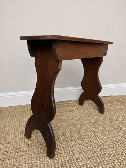 Antique Oak Lamp Table | Occasional Table | Wooden Primitive Stool