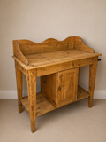 Antique Pine Washstand with Cupboard, Open Shelf & Towel Rail