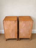 Pair Of Vintage Lebus Golden Oak Bedside Cabinets | Art Deco Bedside Cupboards | English Oak Bedside Storage