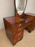 Art Deco Walnut Dressing Table with Oval Mirror