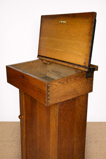 Antique Oak Lectern With Lift Up Lid And Cupboard, School Cabinet, Speakers Stand, Library Writing Table, Restaurant, Vintage Reception Counter, Wooden Desk With Storage, Hall Console