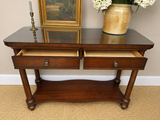 Dark Wood Console Table with Glass Top