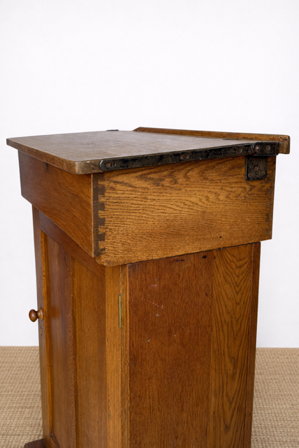 Antique Oak Lectern With Lift Up Lid And Cupboard, School Cabinet, Speakers Stand, Library Writing Table, Restaurant, Vintage Reception Counter, Wooden Desk With Storage, Hall Console