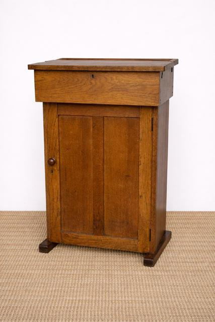 Antique Oak Lectern With Lift Up Lid And Cupboard, School Cabinet, Speakers Stand, Library Writing Table, Restaurant, Vintage Reception Counter, Wooden Desk With Storage, Hall Console