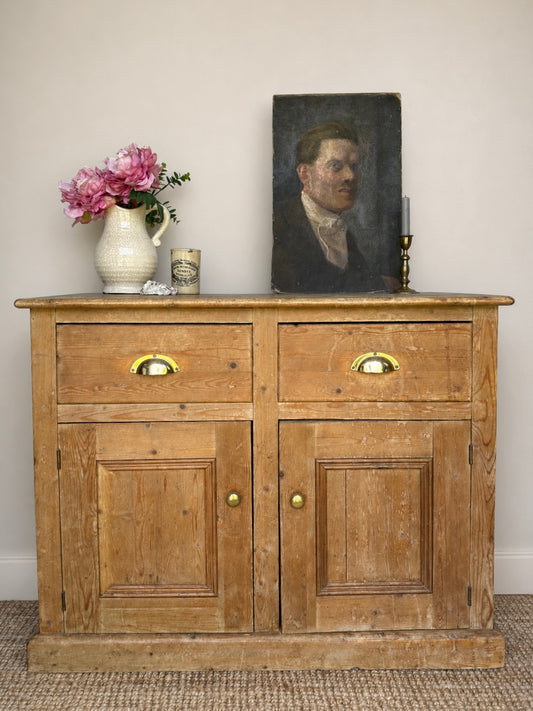 Antique Pine Sideboard Cupboard | Rustic Pine Cabinet | Hall Console | Country Kitchen Storage