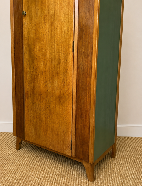 Mid Century Lebus Oak Gentleman's Wardrobe | Compact Single Wardrobe | Compact Oak Bedroom Storage