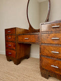 Art Deco Walnut Dressing Table with Oval Mirror