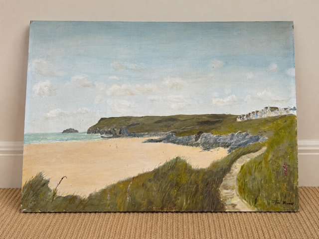 Vintage Large Original Coastal Oil Painting On Board | Seascape | Wall Art