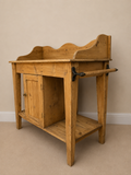 Antique Pine Washstand with Cupboard, Open Shelf & Towel Rail