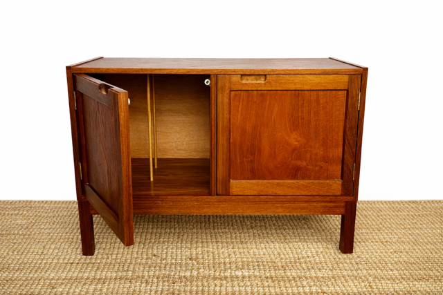 Mid Century Teak Record Cabinet / Small Sideboard / Bedside, Retro Furniture, Living Room, Hallway Storage, Danish Style Decor