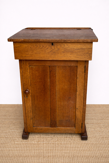 Antique Oak Lectern With Lift Up Lid And Cupboard, School Cabinet, Speakers Stand, Library Writing Table, Restaurant, Vintage Reception Counter, Wooden Desk With Storage, Hall Console