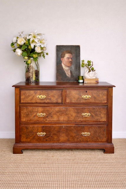 Antique Georgian Burr Walnut Chest Of Drawers | Walnut Chest | English Country Furniture