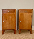 Pair Of Vintage Lebus Golden Oak Bedside Cabinets | Art Deco Bedside Cupboards | English Oak Bedside Storage