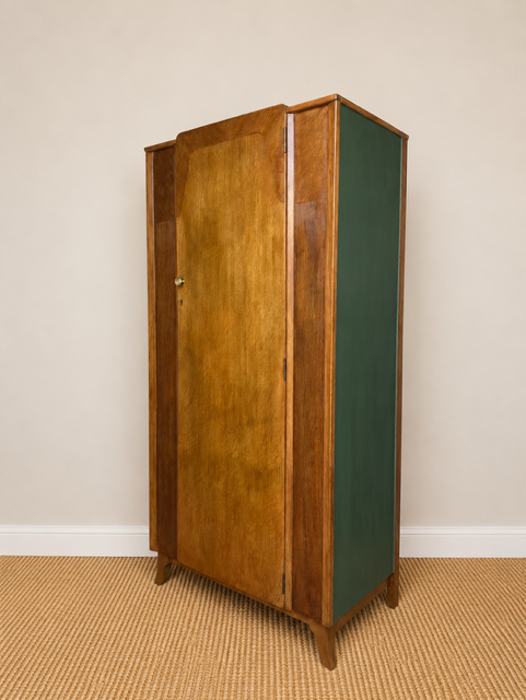 Mid Century Lebus Oak Gentleman's Wardrobe | Compact Single Wardrobe | Compact Oak Bedroom Storage