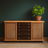 Vintage Mid Century Modern Rattan Sideboard