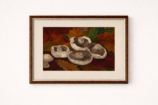 Vintage Original Mushroom Watercolour, Woodland Fungi Wall Art
