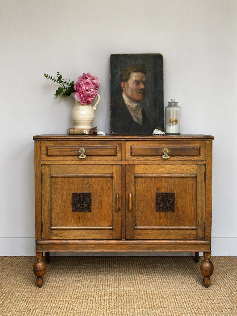 Antique Art Deco Sideboard With Drawers, With Original Details, English Country Style, Hall Console, Drinks Cabinet