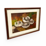 Vintage Framed Original Watercolour Mushroom Painting, Woodland Fungi, Hanging Wall Art Work, Seasonal Art, Gallery Wall. Kitchen, Still Life Shelf Art, Natural Home