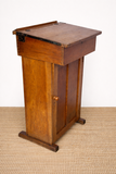 Antique Oak Lectern With Lift Up Lid And Cupboard, School Cabinet, Speakers Stand, Library Writing Table, Restaurant, Vintage Reception Counter, Wooden Desk With Storage, Hall Console