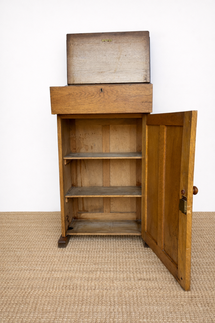 Antique Oak Lectern With Lift Up Lid And Cupboard, School Cabinet, Speakers Stand, Library Writing Table, Restaurant, Vintage Reception Counter, Wooden Desk With Storage, Hall Console