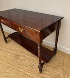 Vintage Mahogany Two Drawer Console Table With Lower Shelf