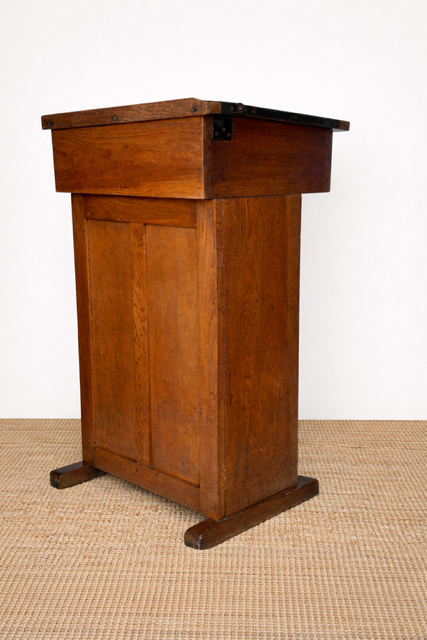 Antique Oak Lectern With Lift Up Lid And Cupboard, School Cabinet, Speakers Stand, Library Writing Table, Restaurant, Vintage Reception Counter, Wooden Desk With Storage, Hall Console