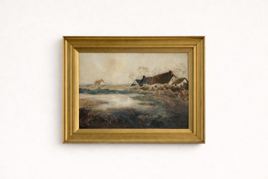Vintage Framed Landscape Oil Painting, Original Frame, Antique Wall Art, English Countryside, Gallery Wall Decor, Rustic Country Decor, Cottagecore
