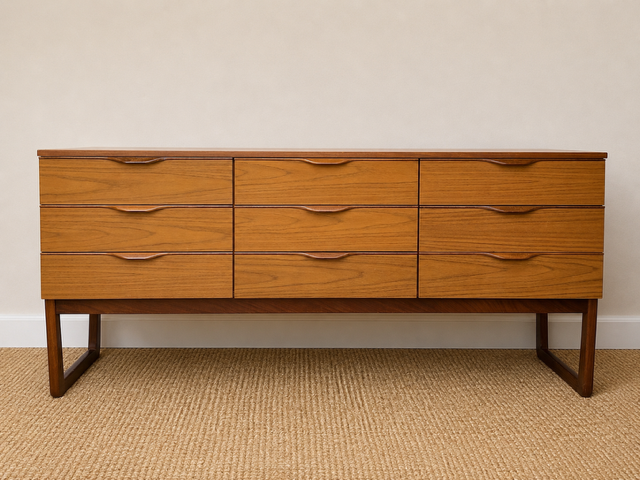 Vintage Europa Dressing Table With Mirror | Mid-Century Sideboard & Media Unit