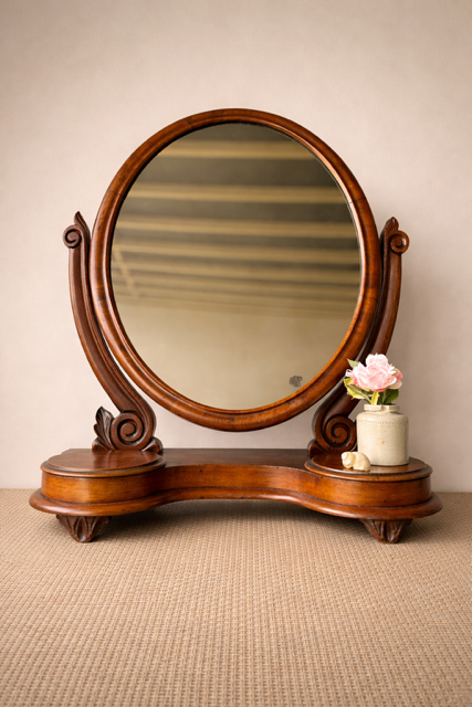 Antique Victorian Mahogany, Large Dressing Table Top Mirror, Country Hall Swing Mirror