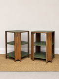 Pair Of Walnut Burr Art Deco Bedside Tables / Sofa End / Green Side Tables, Bedroom, Living Room Furniture