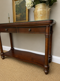 Dark Wood Console Table with Glass Top